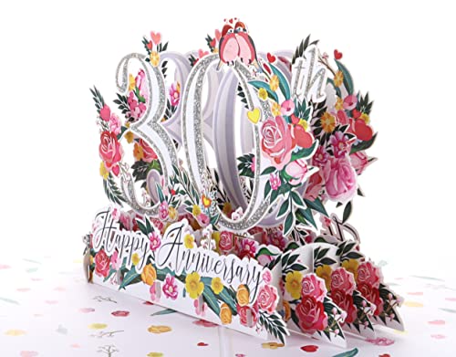 iGifts And Cards Happy 30th Milestone Anniversary 3D Pop Up Greeting Card, Perfect Couple, Elegant Wedding, Marriage - Image 3