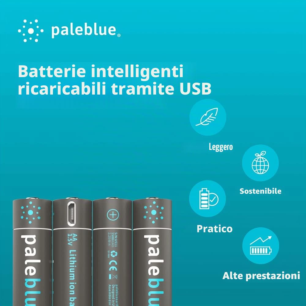 Batterie ricaricabili USB AA - (LR06) [HR06] Paleblue