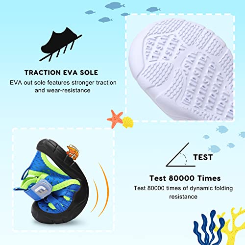 Joinfree Boys Girls Water Shoes Breathable Lightweight Sneakers Quick Dry Closed-Toe Aquatic Sport Beach Sandals Toddler/Little Kid 8 Toddler Blue Green thumb #3
