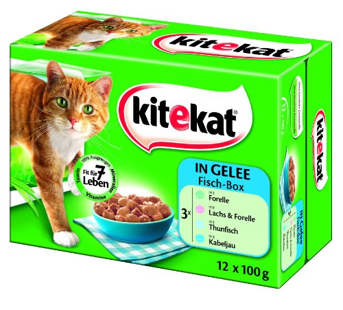 Kitekat Kitekat Multipack 12x100g Fisch-Box in Gelee, 4er Pack (4 x 1.2 kg)