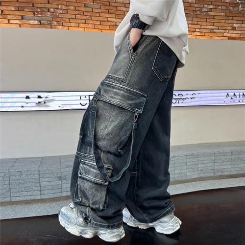 Boys Versatile Jeans - 6 Pocket Versatile Casual, Functional, Jogging, Metal Zipper Street Casual Jeans4