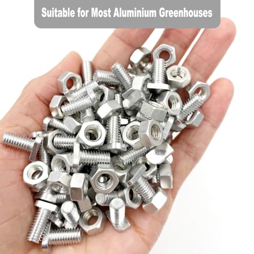 M6x22mm Aluminium Gewächshausschrauben und -muttern, Hochleistungsrost Hardware Kit für Gewächshaus-Montage und -Reparatur, Baugruppe enthält 20 Schrauben und 20 Muttern