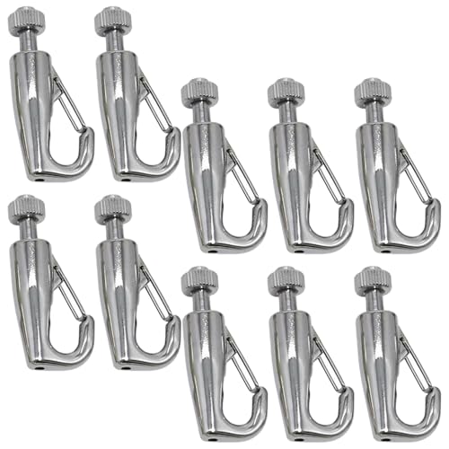 Image of Set of 10 Slide Locking Artwork Hanging Hooks Wire Rope Metal Photo Hooks Stainless Steel Picture Frame Hangers