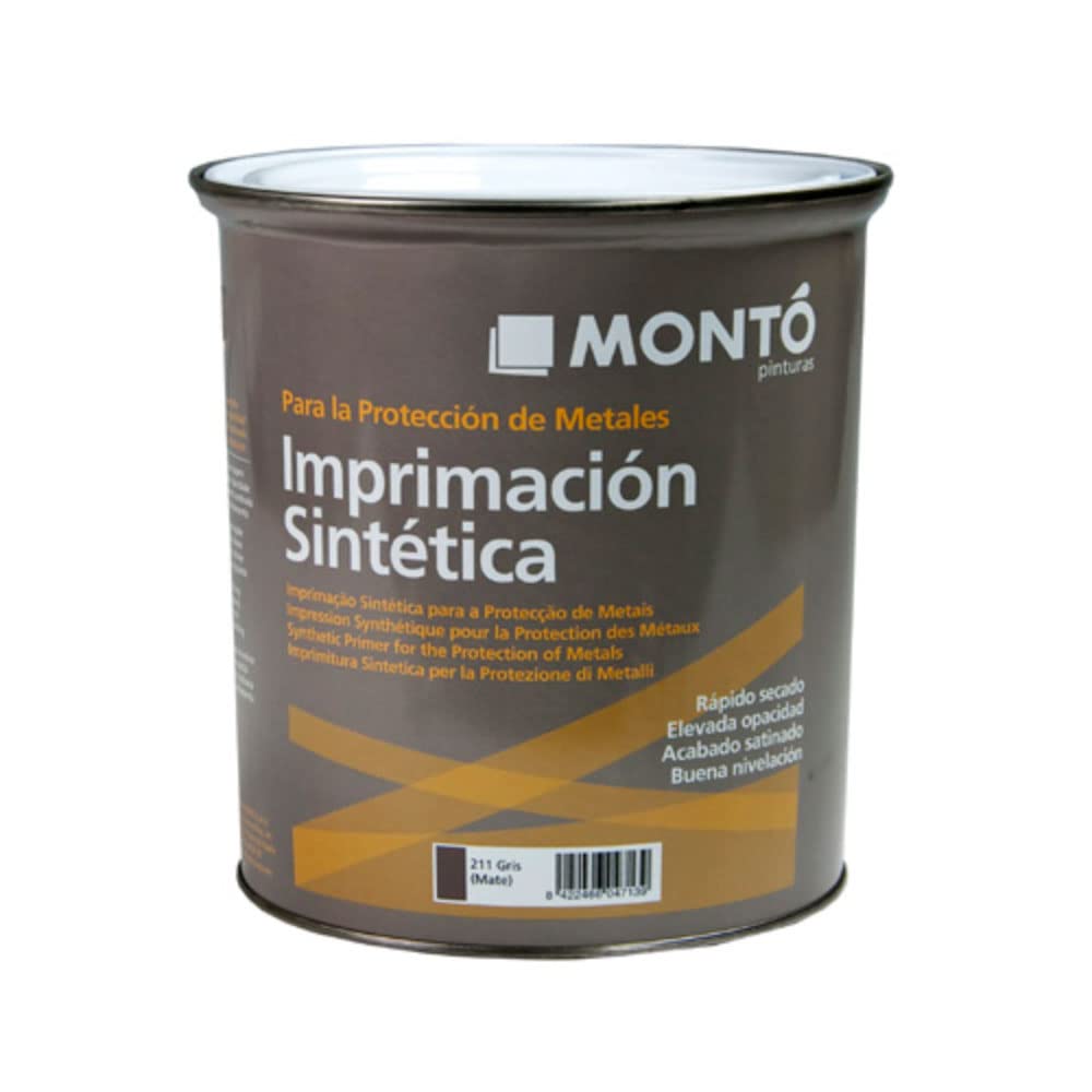 MONTÓ Imprimación Sintética. Pintura con Pigmentos Sólidos a la Luz y a la Intemperie, Imprimación con Pigmentos Contra la Corrosión. (4L, Negro 207)