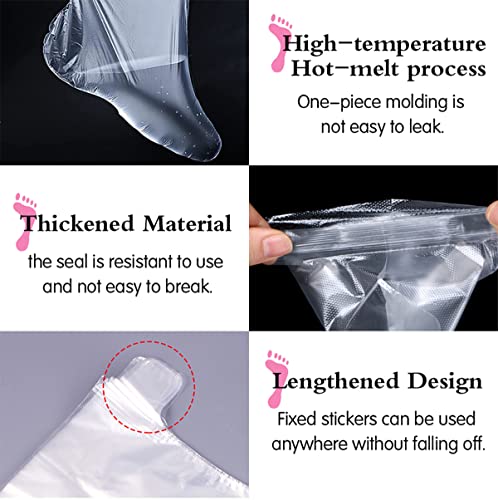 200Pcs Clear Plastic Disposable Booties, Paraffin Bath Liners For Foot Pedicure Hot Spa Wax Treatment, Larger Thicker Thermal Therapy Feet Covers Bags Plastic Socks Liners #TOP3