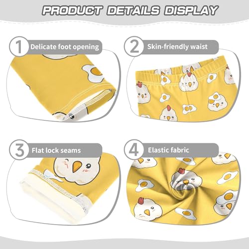 Cute Chicken Egg Yolk Girls Leggings Ultra Soft Compression Yoga Gym Pants for Kids 4-10T3