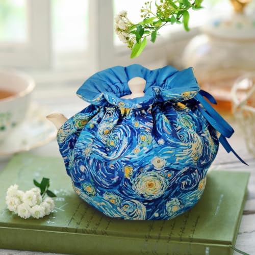 Image of JOONOR Tea Cosy - Cotton Printed Tea Cosy, Vintage Floral Dust Cover for Kitchen Tea Pot, Breakfast Warmer, Insulation and Keep Warm, Color#13