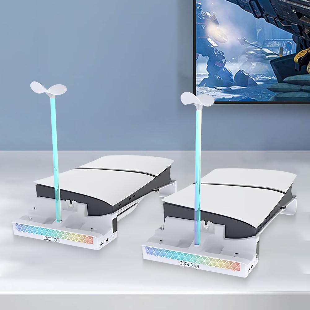 Stacja chłodząca RGB do PS5 z ładowarką z podwójnym kontrolerem i uchwytem zestawu słuchawkowego do konsoli PS5