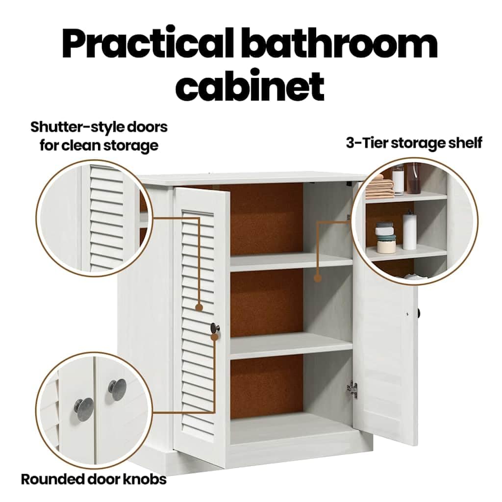 vidaXL Mobile da Bagno VIGO Bianco e Bianco Antico 68 x 34 x 80 cm