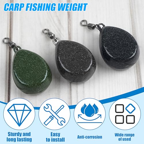 Image of AGOOL Carp Wegihts Fishing Sinkers - Tapered Flat Sinker with Rolling Swivels 2oz Coatd Lifelike Color Carp Fishing Gear Tackle