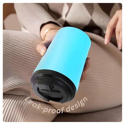 Image of Motka 350ml Coffeemate Vacuum Insulated Cup| Stainless Steel Travel Coffee Mug with Leak Proof Lid| Fat Bottomed Tumbler| Double Wall Portable Thermal Flask| Sipper for Hot and Cold Drinks (Aqua)