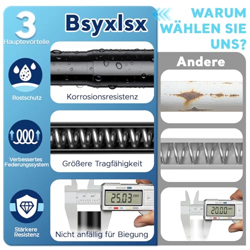 BSYXLSX 1 Stücke Gardinenstange Ohne Bohren,102-215cm Schwarz Teleskopstange Zum Klemmen,Ø 25 mm,Klemmstange Für Gardinen Geeignet für Fenster, Badezimmer und Ähnliches