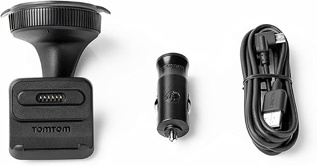 TomTom Sat Nav Windscreen Mount Click-and-Drive plus Car Charger and USB Cable for selected TomTom 5'' and 6'' GO, GO Professional and GO Expert Models (check compatibility list below)
