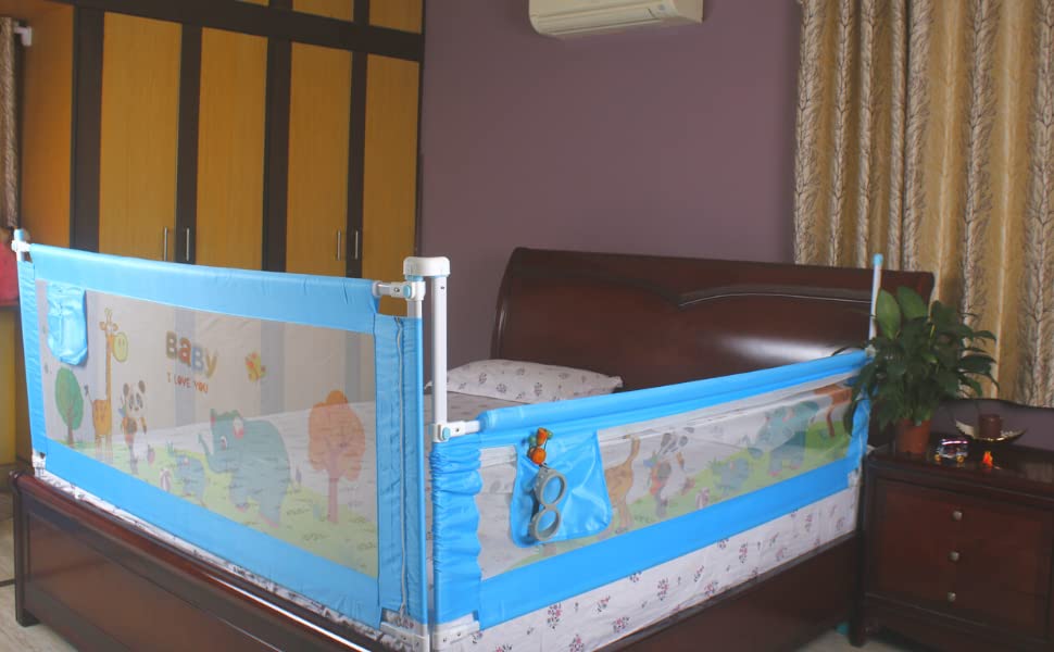 Image of VIC Kid Adjustable Baby Bedrail Guard Bed Fence (Pack of 2, 1.8 Baby 143,1.5 Baby 143)