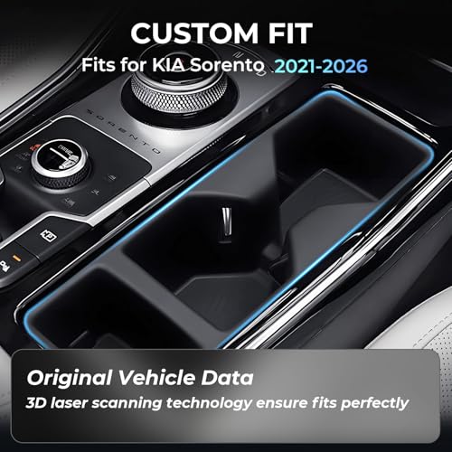 Image of Center Console Cup Holder Inserts for KIA Sorento 2026 2025 2024 2023 2022 2021, Interior Accessories TPE Car Cup Holder for 2021-2026 Sorento, Black