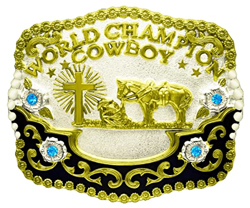 Image of Moranse Cross Cowboy Kneeling Prayer Horse Zinc Alloy Belt Buckles