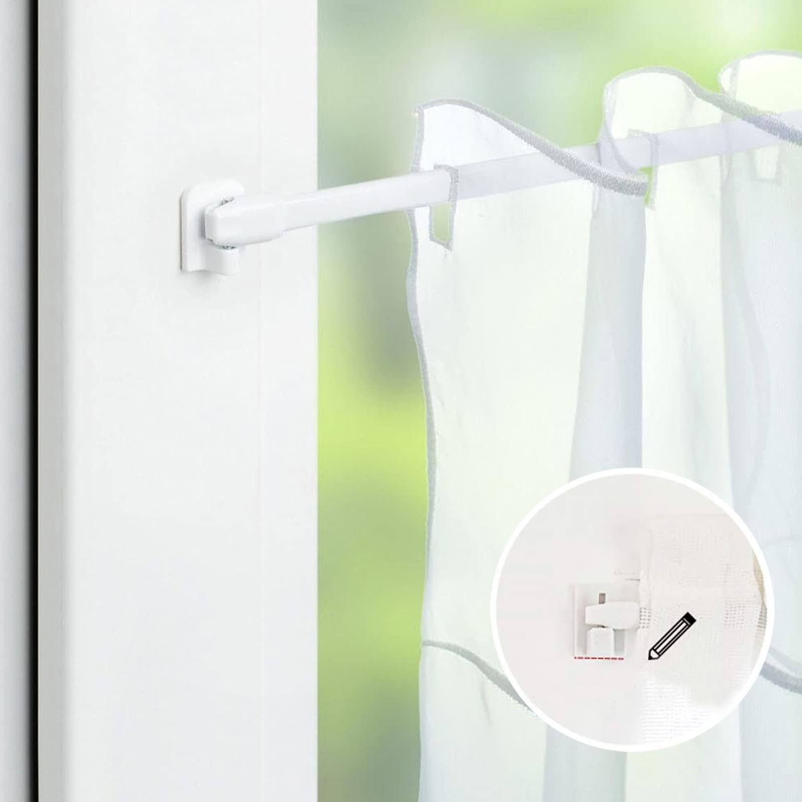 Lot de 8 Crochets adhésifs pour tringles Extensible à Rideaux (2531) - Maison