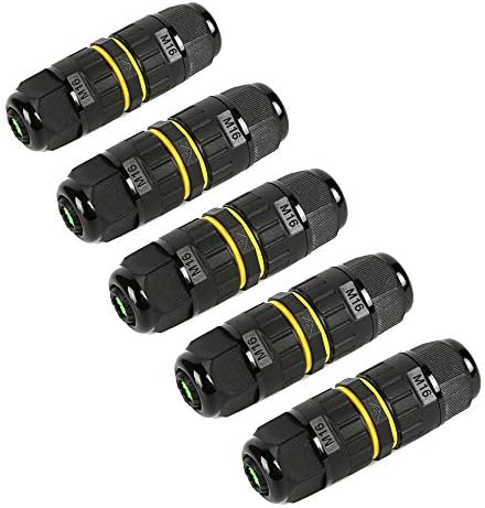 IP68 Outdoor Waterproof Junction Box Electrical Cable Connector, Easy to Install, UL ,M16 for Ø 3.5-10mm Wire Range(AC 400V, 17.5A),2 Way 3Pin 5Pack