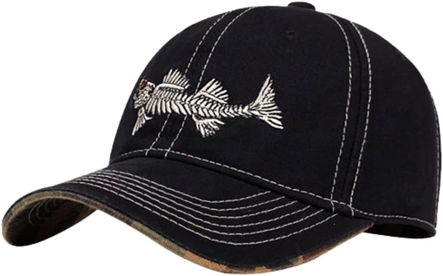 Cotton Fishing Hat Fish Bone Embroidery Trucker Dad Baseball Cap YZ10119