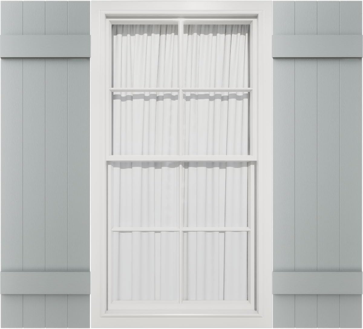 14"W x 36"H Mid-America Vinyl, TailorMade Four Board Joined (2 Batten), Board-n-Batten Shutters, w/Installation Shutter-Lok's (Per Pair), 945 - Platinum 945 - Platinum 36-in. H