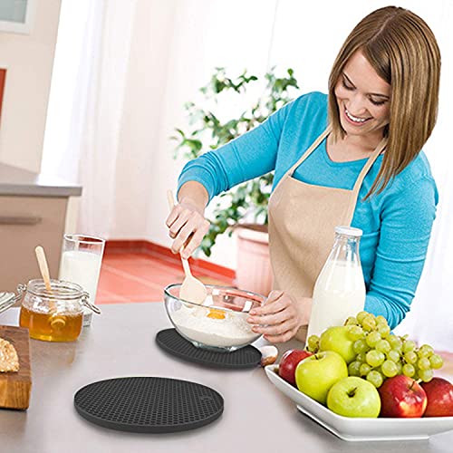 Image of Countertop Protector Heat Resistant Trivets for Hot Pots and Pans - Non-Slip Insulated Heat Pads for Kitchen Counter Black Pack of 2