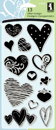 Inkadinkado Hearts Clear Stamp Set for Arts and Crafts, 13pc