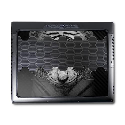Image of MightySkins Carbon Fiber Skin Compatible with Alienware M18 R1 (2023) Full Wrap Kit - Mono Tiger | Protective, Durable Textured Carbon Fiber Finish | Easy to Apply & Change Styles | Made in The USA