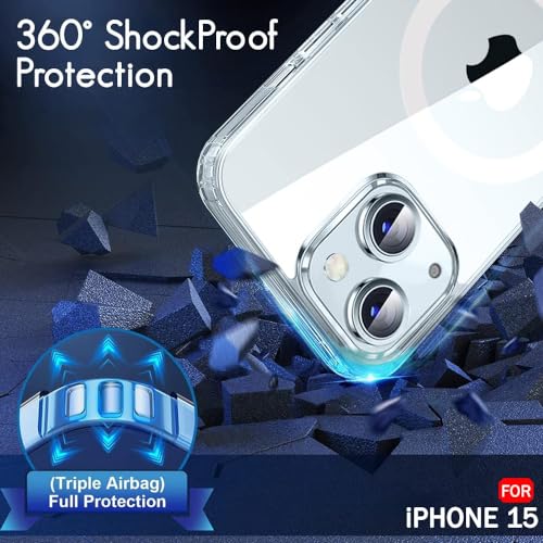 Image of DARKFIT Back Cover Case Compatible with iPhone 15 | Mag-Safe Magnetic Cover TPU + Poly Carbonate Ultra Hybrid Camera Bump Protection | Wireless Charging | Color Clear Transparent | Pack of 1