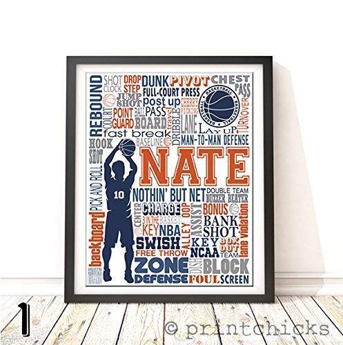 PrintChicks- Basketball Print - Personalized Boy Poster - Team Gift SHIPS 1-2 DAYS ARRIVES BEFORE CHRISTMAS!