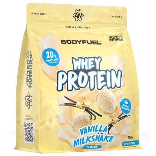 Bodyfuel Whey Protein Powder - 20g Protein for Muscle Recovery & Weight Management - Low-Calorie Keto-Friendly - (900g - 27 Servings) (Vanilla Milkshake)