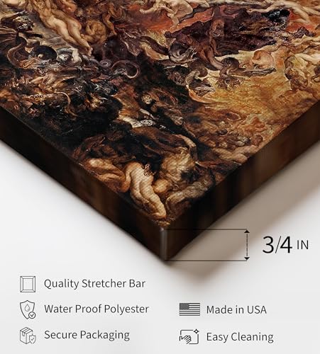 Image of Poster Master Canvas - Retro Baroque Print - Gift for Artist, Friend - Fall of the Damned, Angels, Hell, Heaven - Wall Decor for Home, Living Room - Available in 8x10 to 30x40