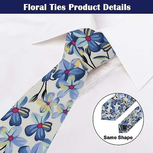 Image of Mantieqingway Men's Cotton Floral Neck Tie 2.56'' Printed Skinny Tie
