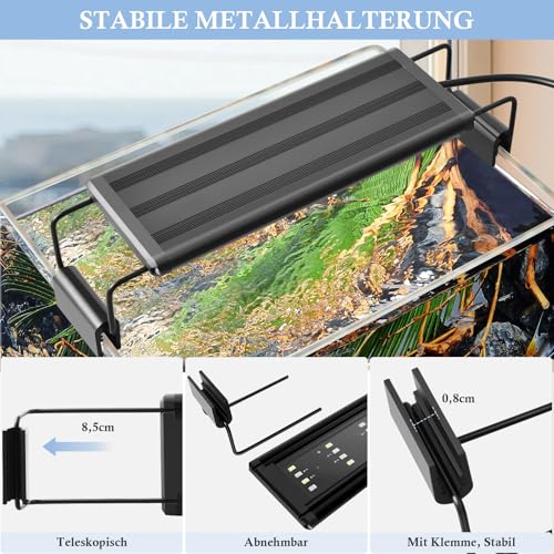 FEDOUR USB Mini Aquarium LED Light, Vollspektrum Aquarium Beleuchtung mit Ausziehbaren Halterungen, verstellbares Aquarium Plants Licht mit Externem Controller, für Süßwassertank – Bild 6