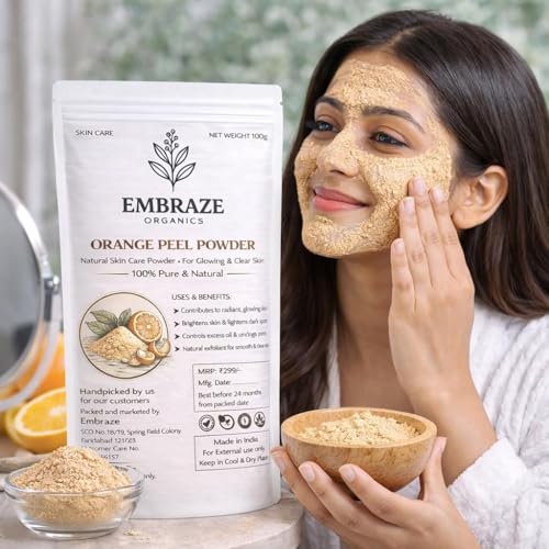 Image of Natural Orange Peel Powder for Face Pack | Brightens Skin, Reduces Dark Spots & Controls Oil | 100% Pure & Chemical-Free Herbal Powder (100g)