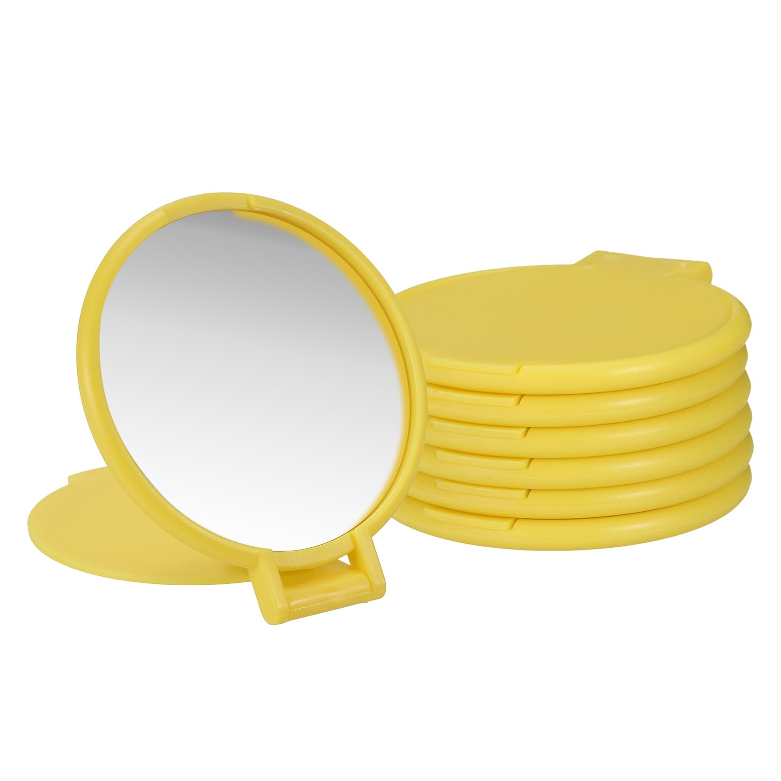 sourcing map 6 Pcs Round Compact Mirror Bulk, Mini Pocket Folding Makeup Mirrors Small Portable Makeup Stuffs for Purse, Women Girls Travel Daily Use Party Gifts, Yellow