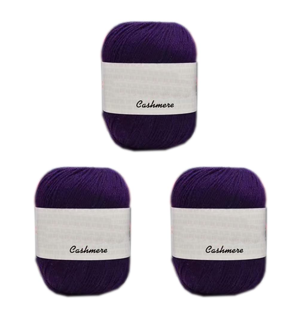 3 Balls 100% Mongolian Cashmere Yarn, Luxurious Hand Knitting Pure Cashmere Cone Yarn Home Necessity for Knitting Crocheting Crafts Total 150g (Violet)