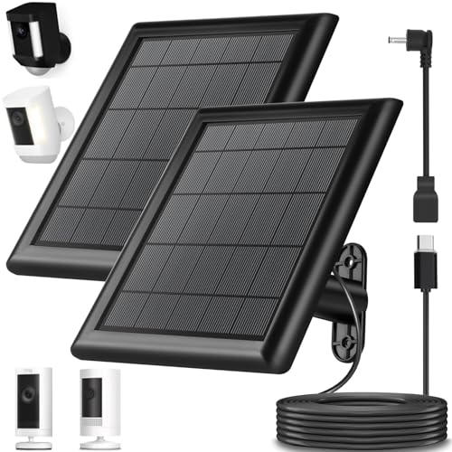 Image of 8W Solar Panel Charger for Ring Camera, 9.8inch Camcorder Solar Panel with 10FT USB C Cable for Ring Outdoor Cam Plus, Stick Up Cam /Pro, Spotlight Camera Plus /Pro Battery (8W-2Pack)