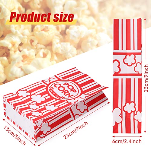 Image of 200 Pcs Paper Popcorn Bags Bulk 2 oz Large Flat Bottom Boxes Red and White Disposable Container Sleeve Movie Night Popcorn Bucket for Retro Movie Themed Party Carnival Supplies (Red and White)