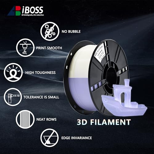 Image of iBOSS 3D PLA Plus Printer Filament, 1.75mm Glow in The Dark White PLA+ Filament for 3D Printing, 1kg Spool (2.2lbs), Dimensional Accuracy + /- 0.02 mm, Fit Most FDM 3D Printers, Glow White