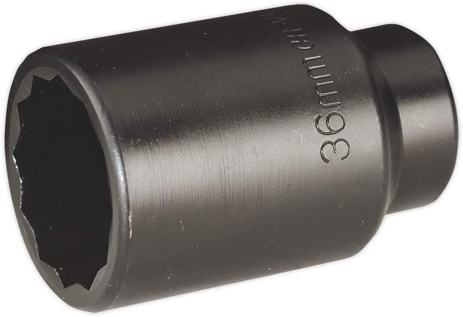 Sealey SX006 Impact Bi-Hex Deep Socket, 1/2" Square Drive, 36mm, Black