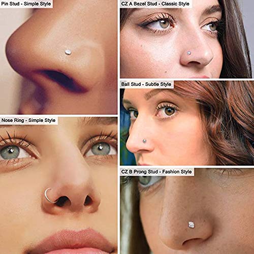 Jconly Nose Piercing Kit - 20G Professional Piercing Kit for Nose with Surgical Steel Catheter Piercing Needles and Piercing Clamps(Silver)