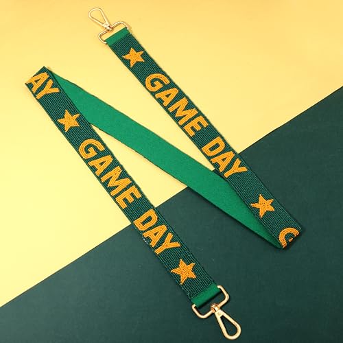 Image of Game Day Beaded Purse Strap Replacement Orange White Football Purse Strap Crossbody Bag Straps Game Day Outfits Football Accessories (Green Yellow)