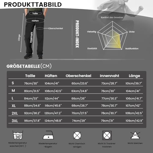 Aimato Wanderhose Herren wasserabweisend, Cargohose mit 6 Multifunktionstaschen, Teilweise Elastische Taille Outdoorhose, Arbeitshose für Trekking, Wandern, Camping, Reisen