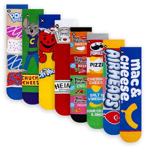 Odd Sox Childrens Gift Set 8-Pack Novelty Crew Sock Bundle Big Kids Age 710 / Shoe Size 35 Gift Socks Durable Knit Comfort Comfortable Everyday Graphic Design