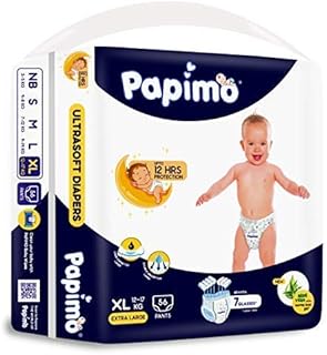 Papimo Baby Diaper Pants with Aloe Vera, XL(56 Count)