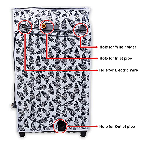 Image of Classic Top Load Washing Machine Cover Suitable For Whirlpool 360 / Stain Wash Back Panel 6 Kg, 6.5 Kg, 7 Kg, 7.5 Kg (58cmsX58cmsX97cms, Black & White)