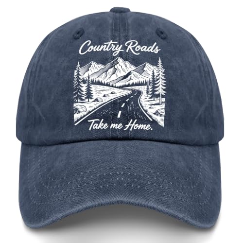 Countrys Roads Take-Me Home Hat for Women Classic Washed Distressed Baseball Navy Blue