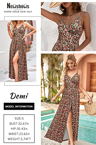 Image of Newshows Women's 2026 Lightweight Summer Wedding Guest Beach Vacation Casual V Neck Split Flowy Maxi Dress