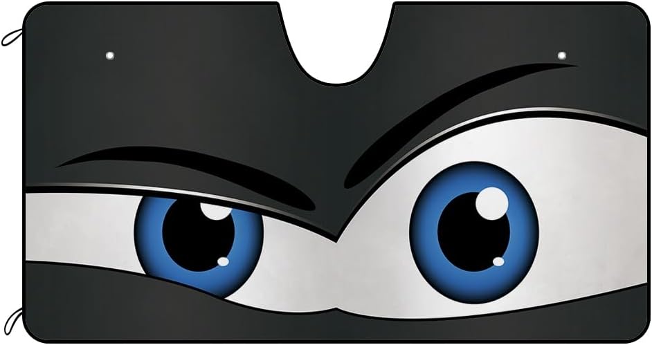 Funny Eyes Car Windshield Sunshade Cartoon Blinking Eyes Car Front Windows Sun Shade Sun Visor Protector Blocks UV Rays Coral 55 X 30 Inch