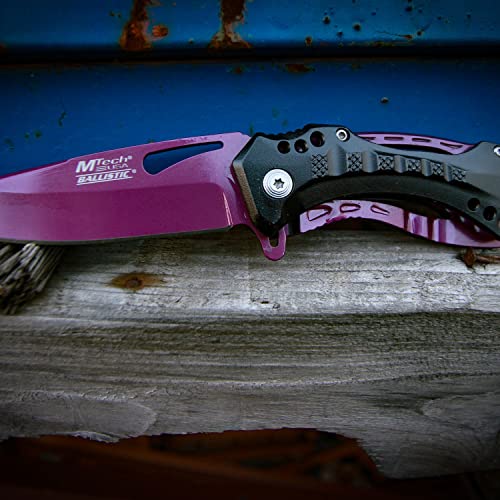 mtech usa folding knife 375-inch half-serrated blade titanium coating glass breaker pocket clip